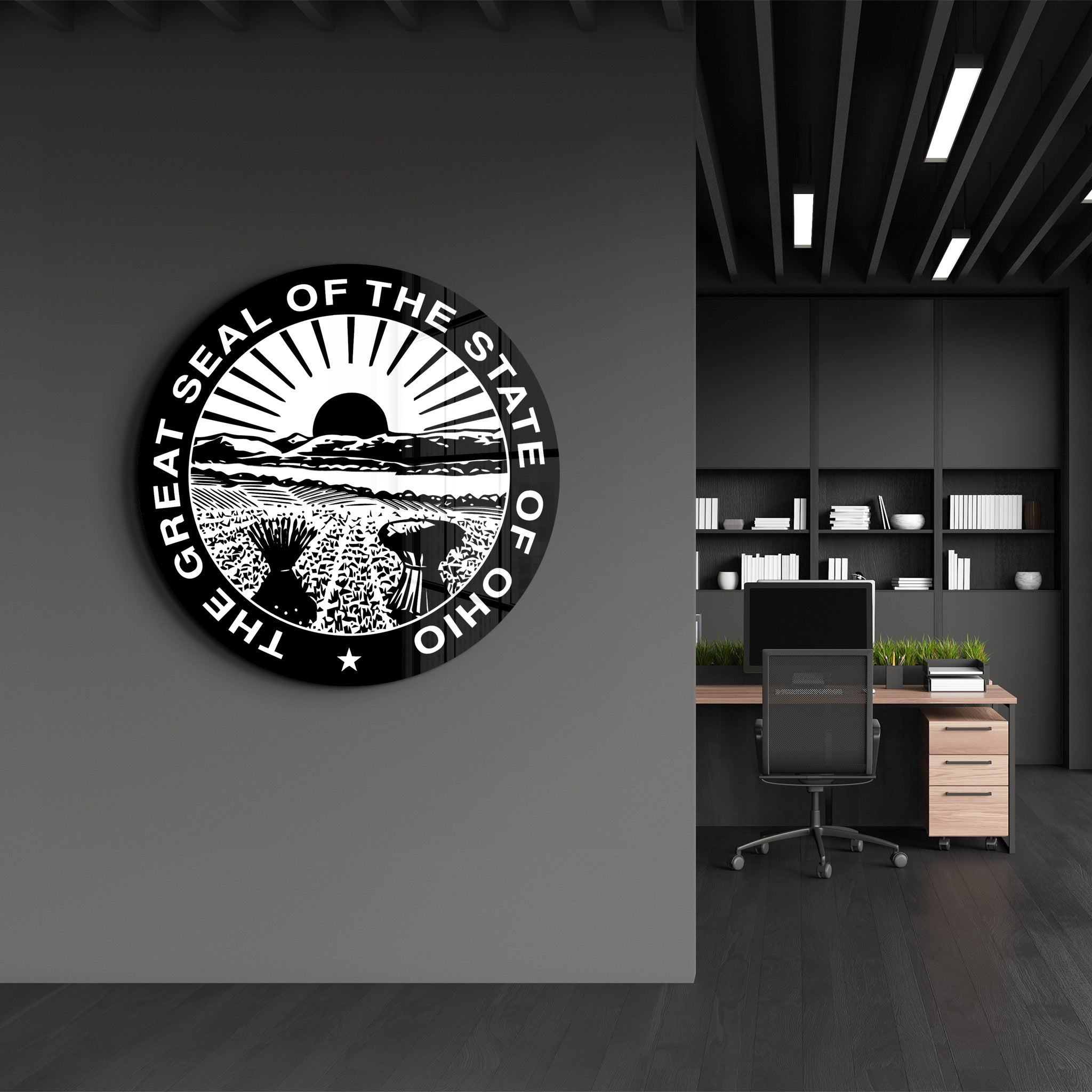 Ohio Seal – Round Glass Wall Art