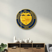 Oregon Seal – Round Glass Wall Art
