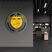 Oregon Seal – Round Glass Wall Art