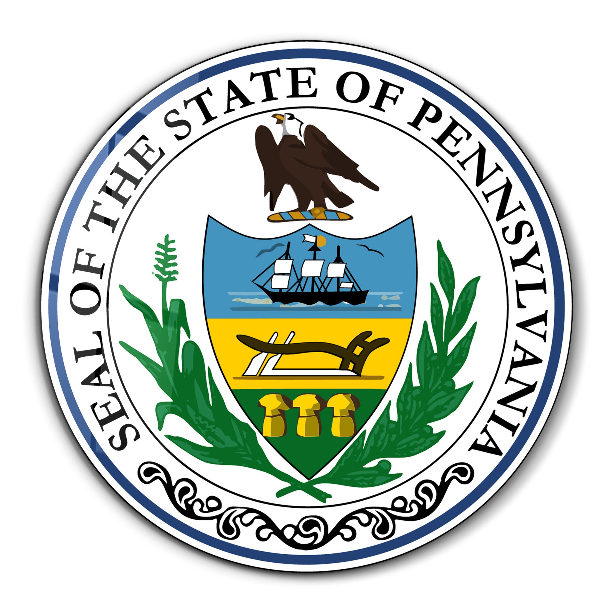 Pennsylvania Seal – Round Glass Wall Art