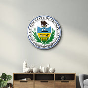 Pennsylvania Seal – Round Glass Wall Art