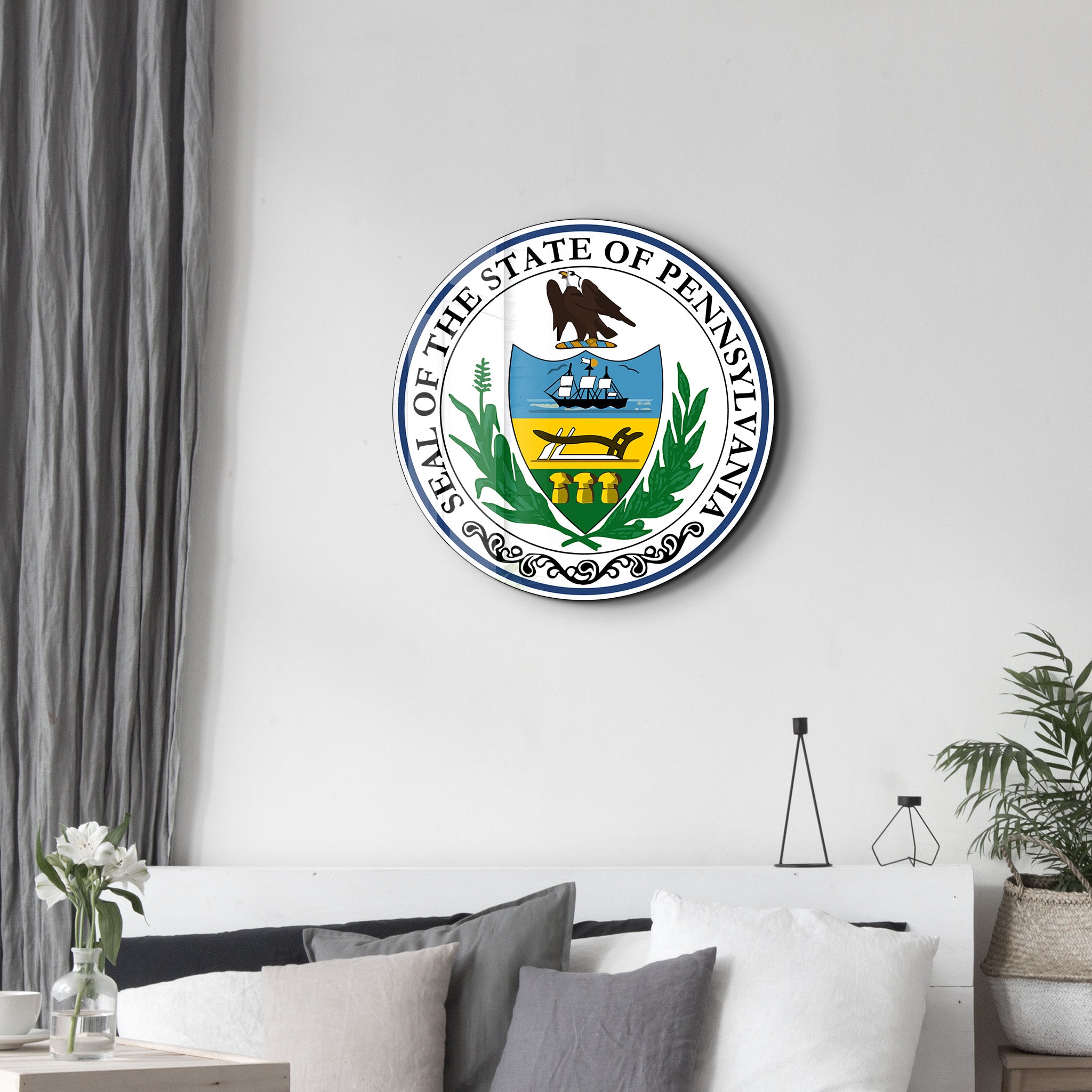 Pennsylvania Seal – Round Glass Wall Art