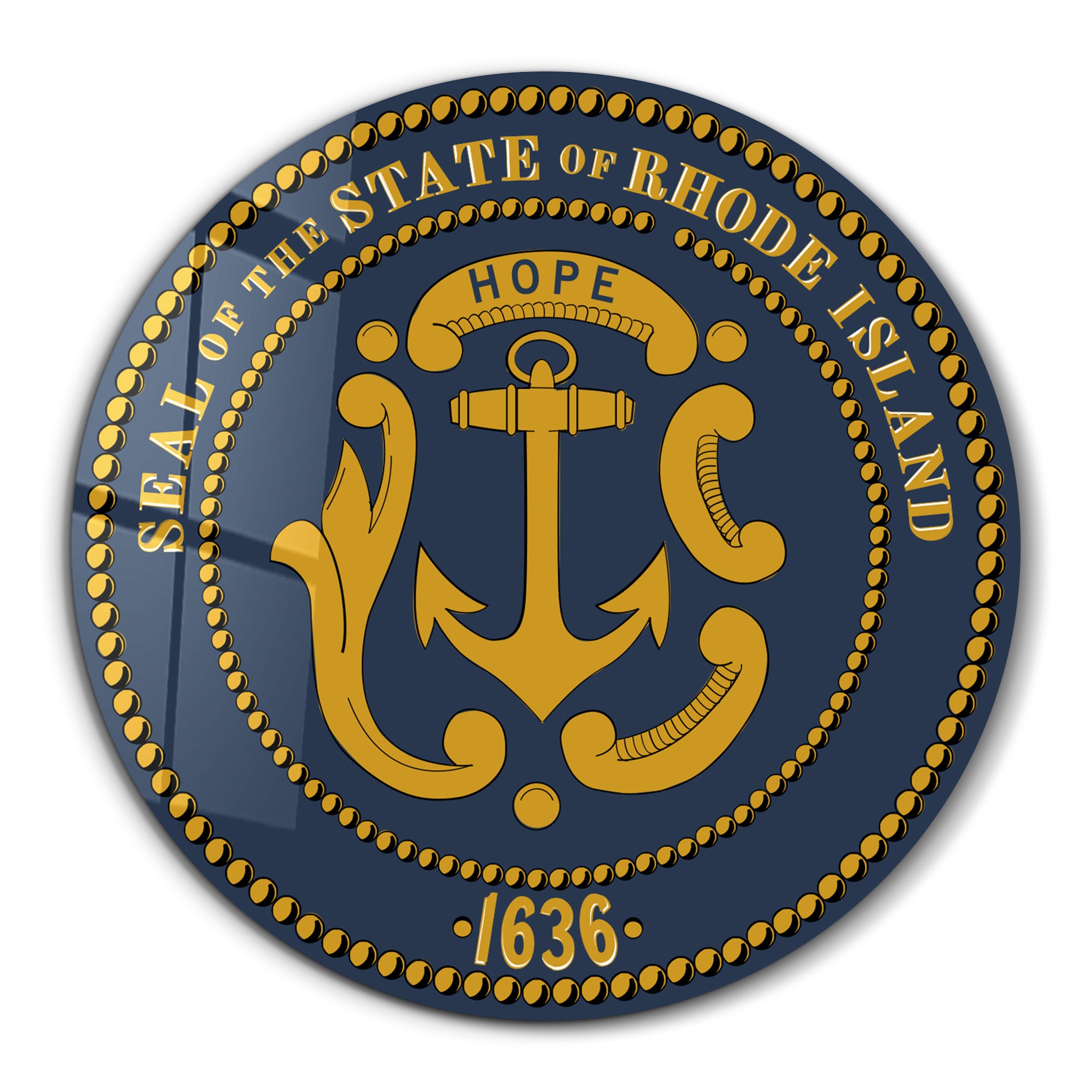 Rhode Island Seal – Round Glass Wall Art