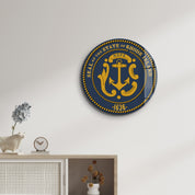 Rhode Island Seal – Round Glass Wall Art