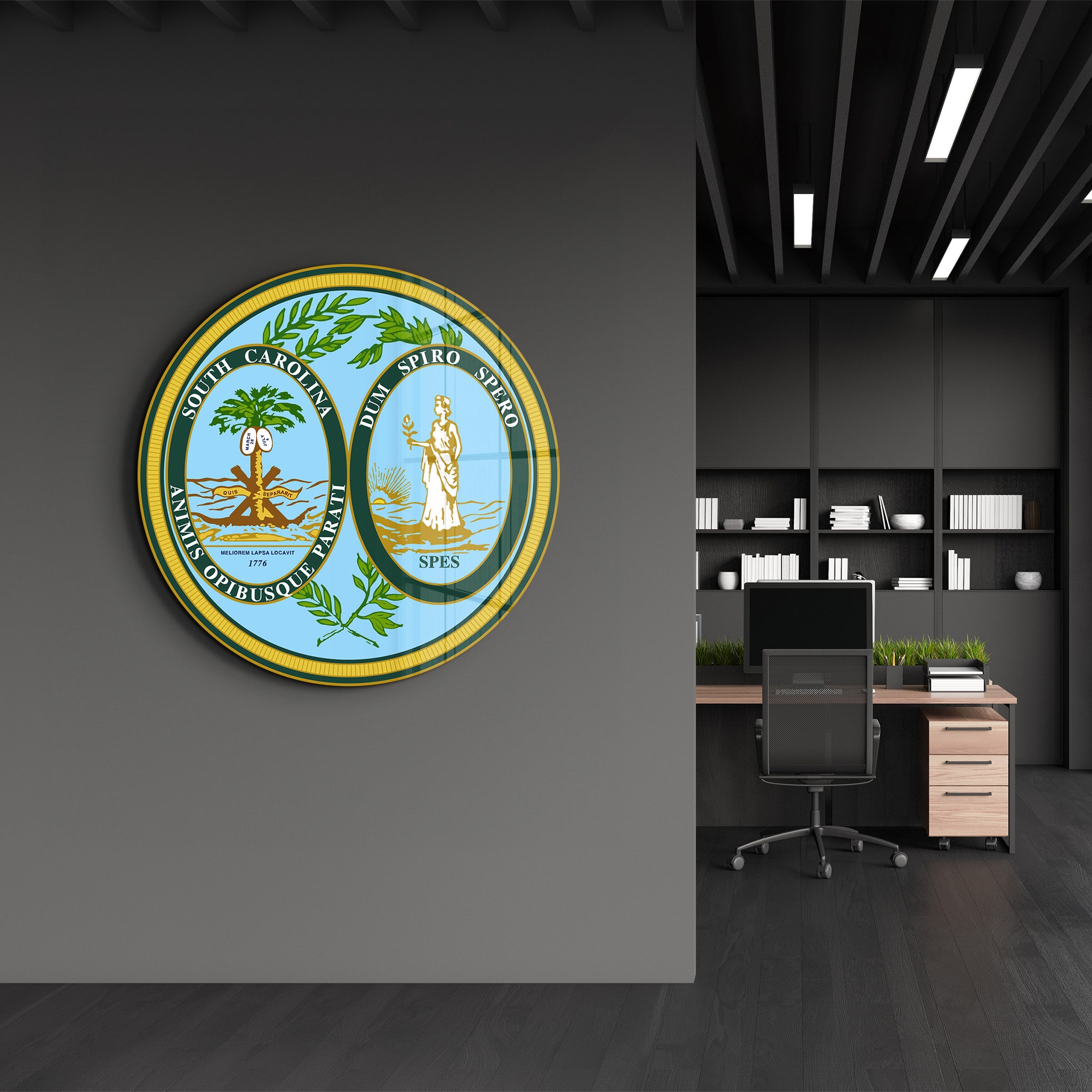 South Carolina Seal – Round Glass Wall Art