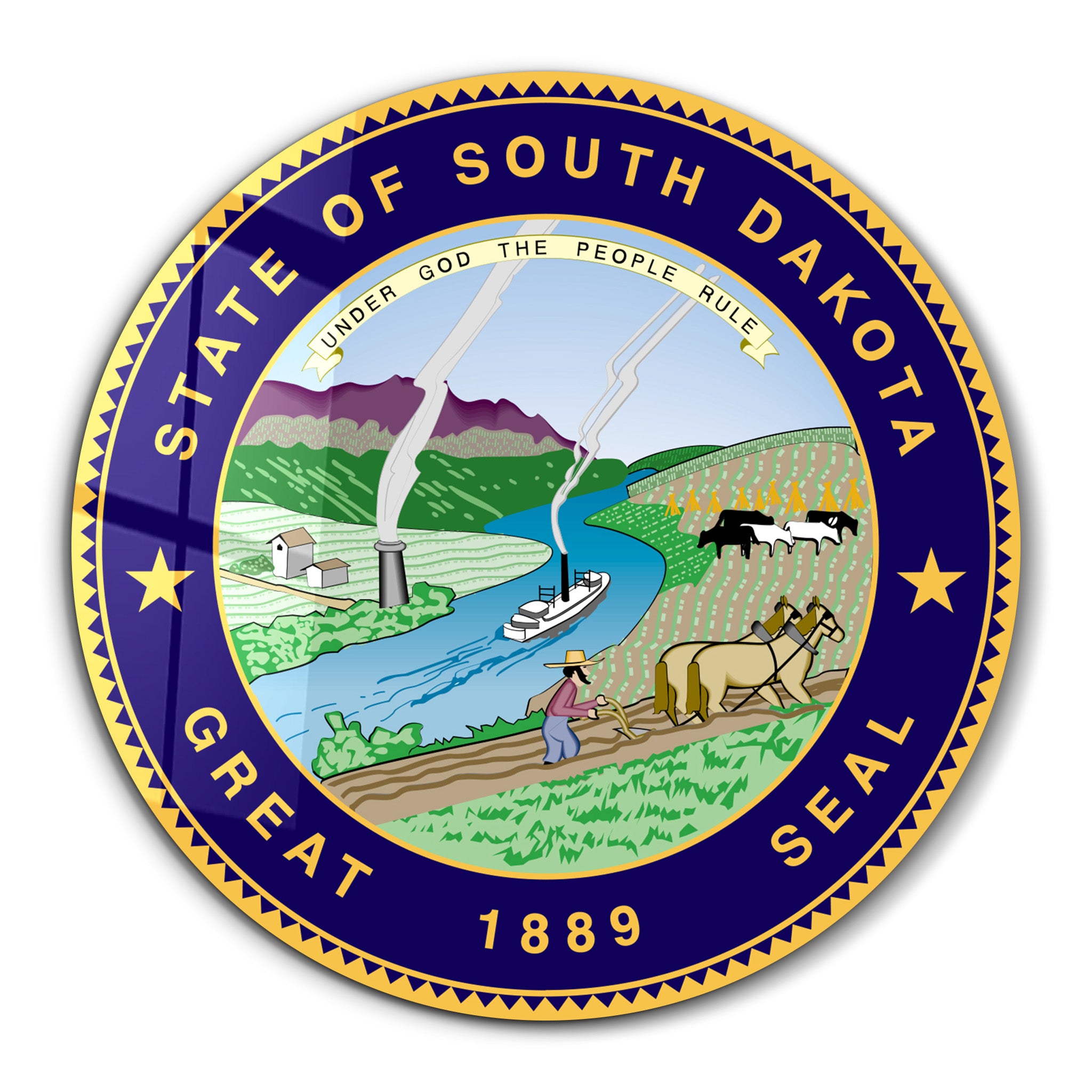 South Dakota Seal – Round Glass Wall Art