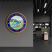 South Dakota Seal – Round Glass Wall Art