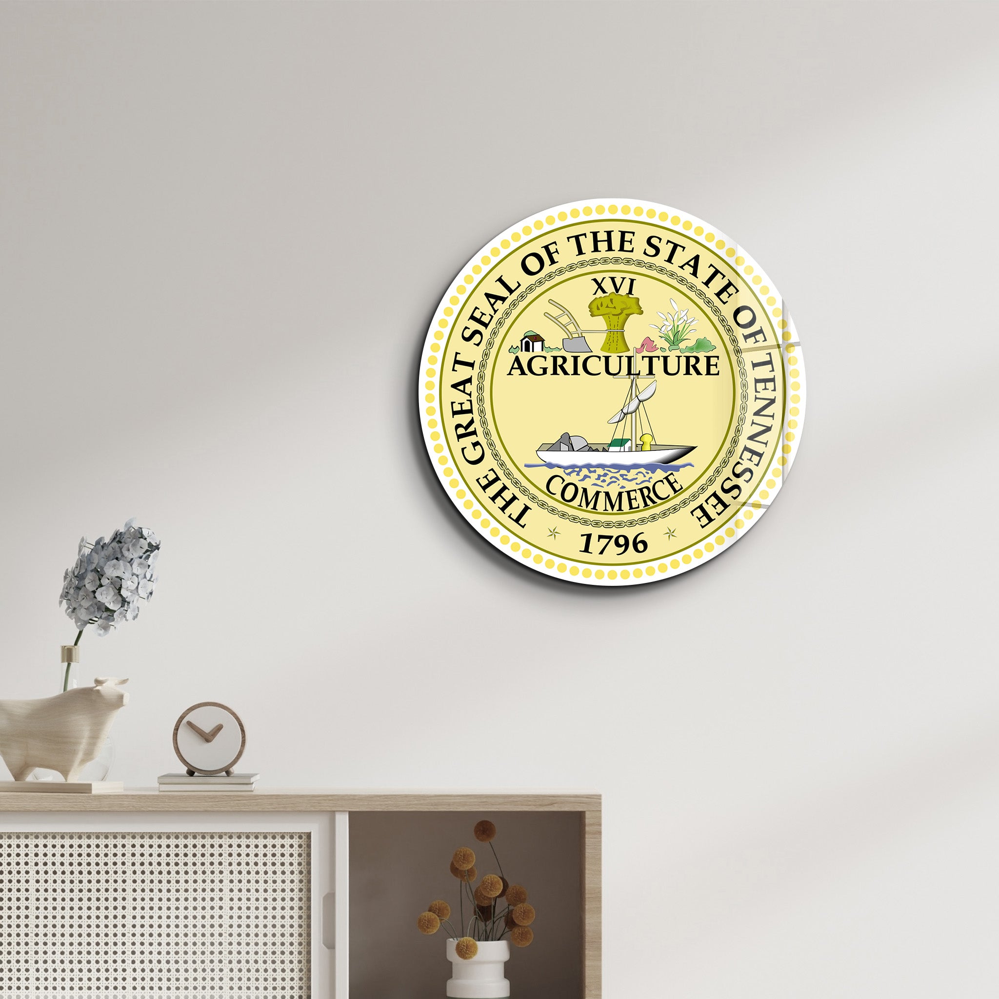 Tennessee Seal – Round Glass Wall Art