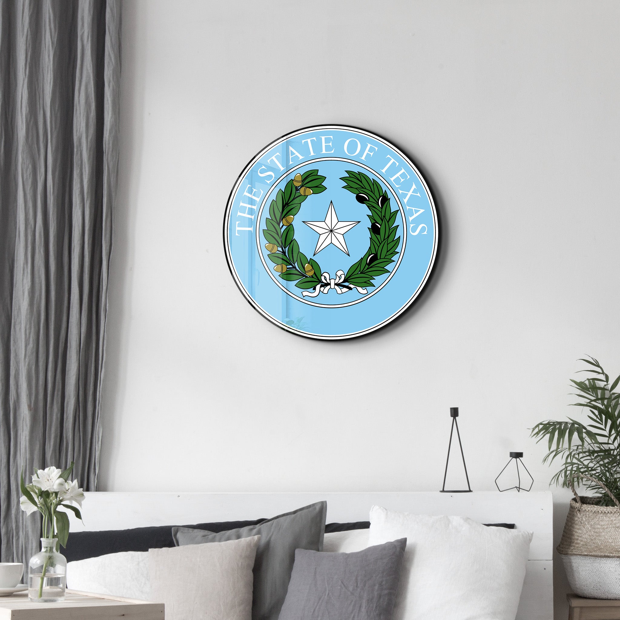 Texas Seal – Round Glass Wall Art