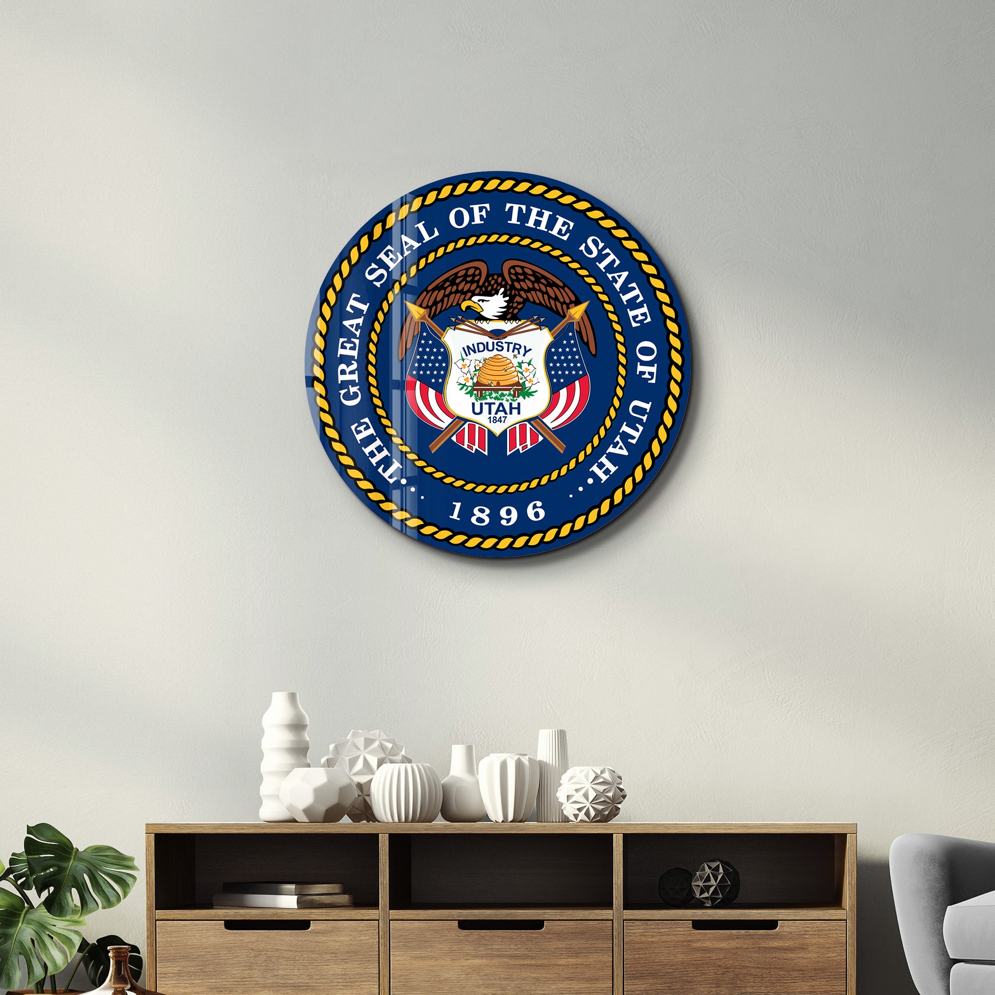 Utah Seal – Round Glass Wall Art