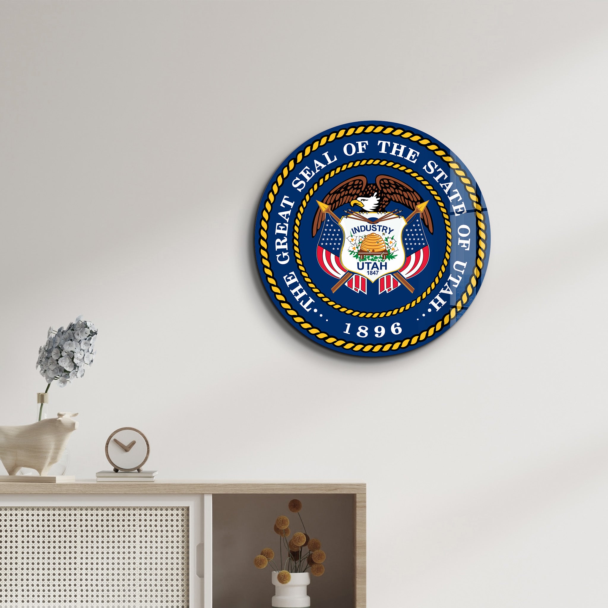 Utah Seal – Round Glass Wall Art