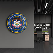 Utah Seal – Round Glass Wall Art