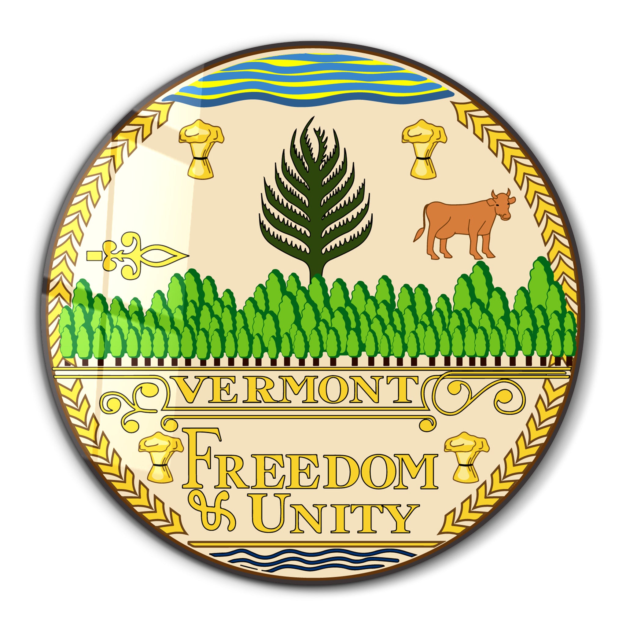 Vermont Seal – Round Glass Wall Art