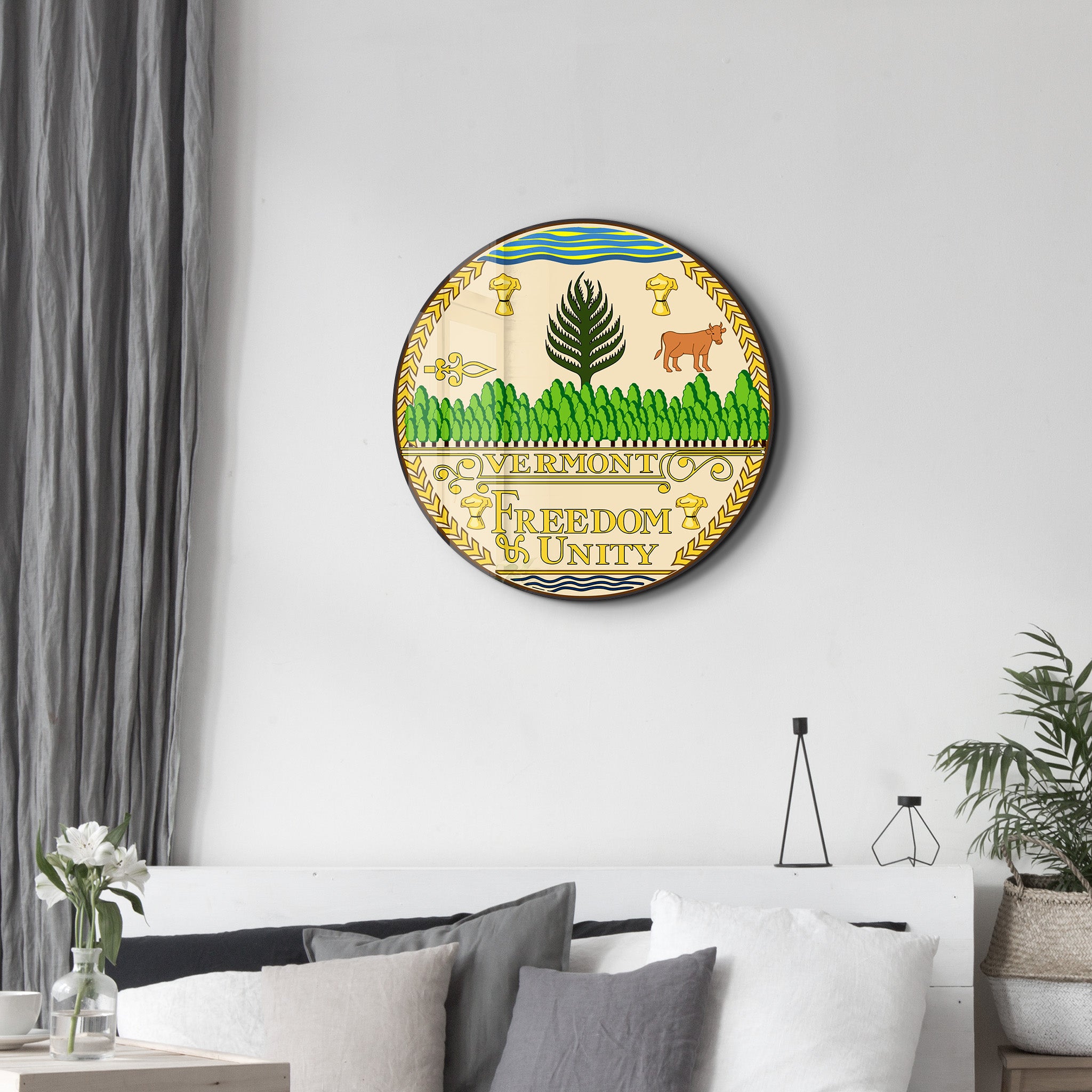 Vermont Seal – Round Glass Wall Art