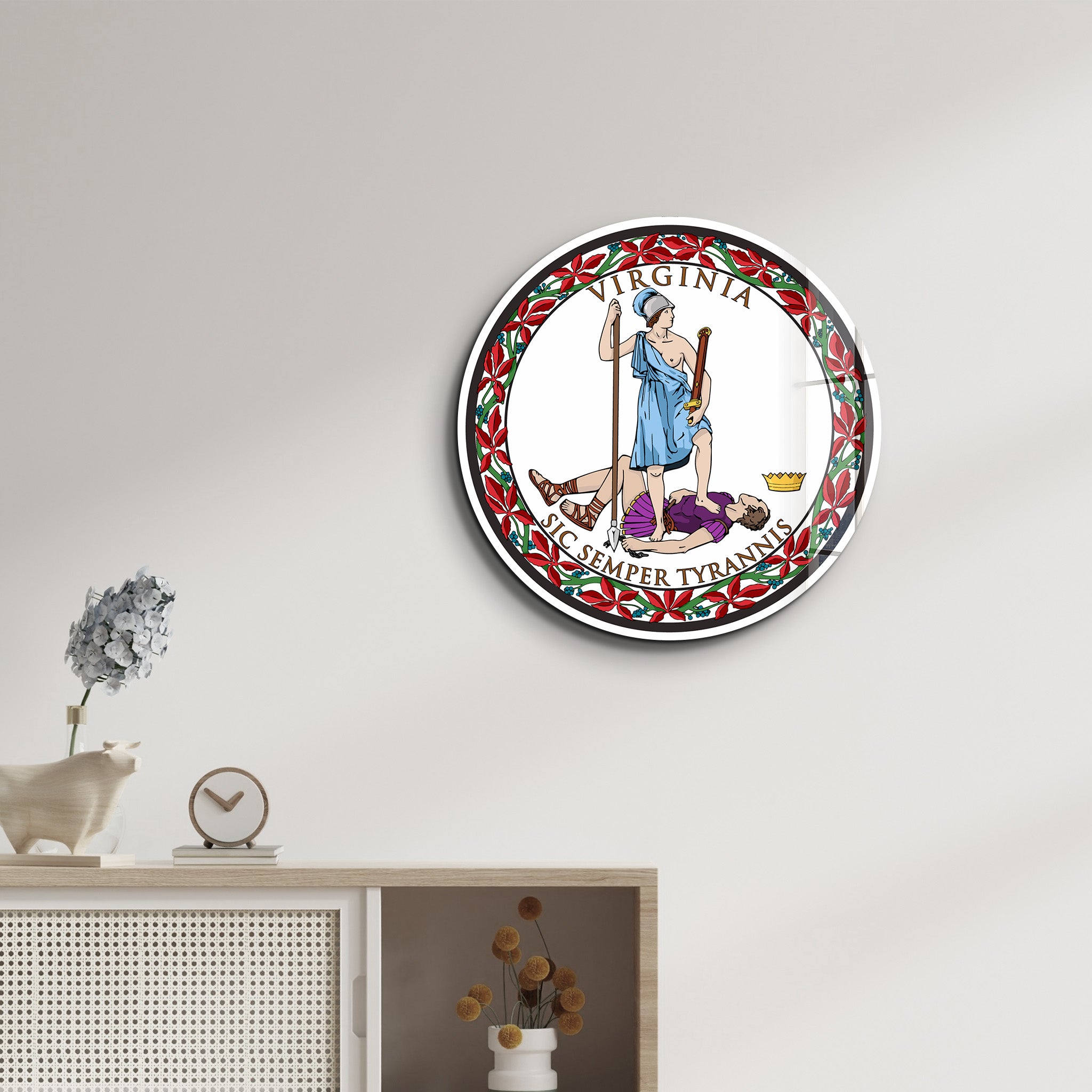 Virginia Seal – Round Glass Wall Art