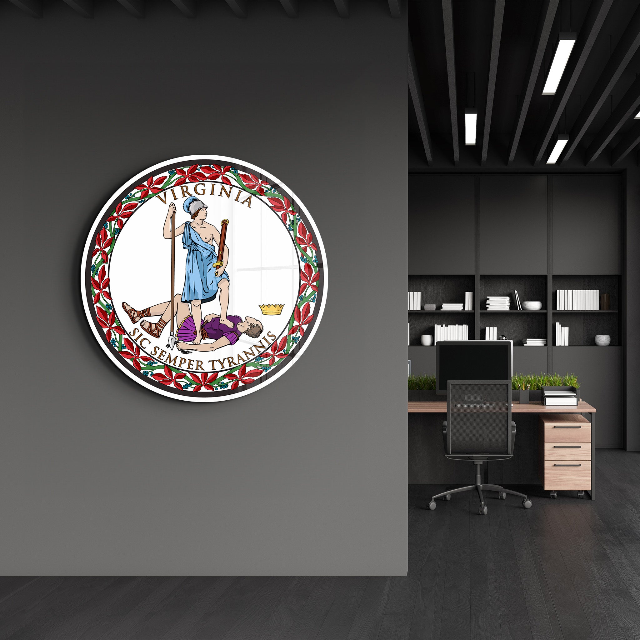 Virginia Seal – Round Glass Wall Art