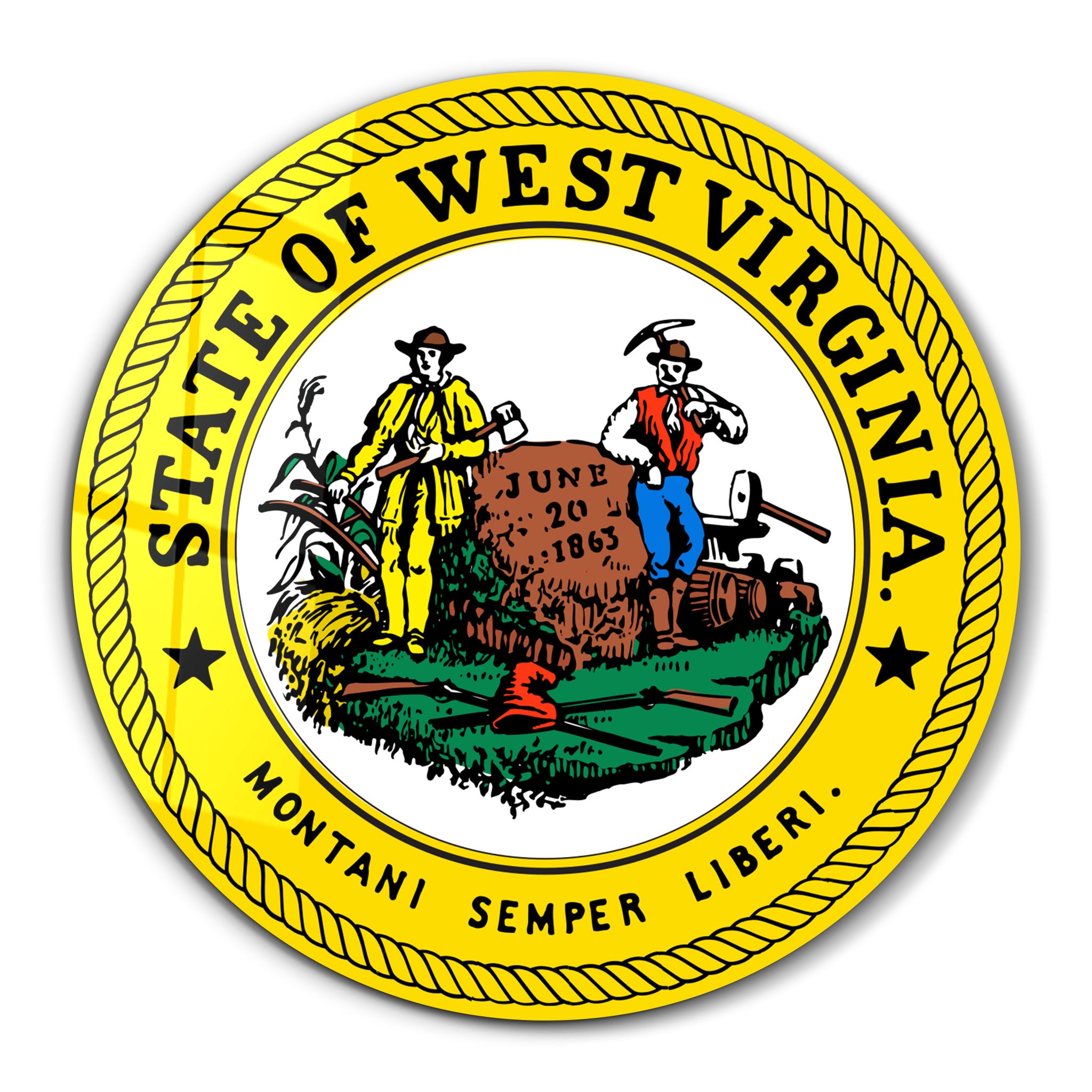 West Virginia Seal – Round Glass Wall Art