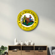 West Virginia Seal – Round Glass Wall Art