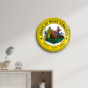West Virginia Seal – Round Glass Wall Art
