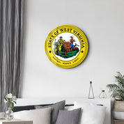West Virginia Seal – Round Glass Wall Art