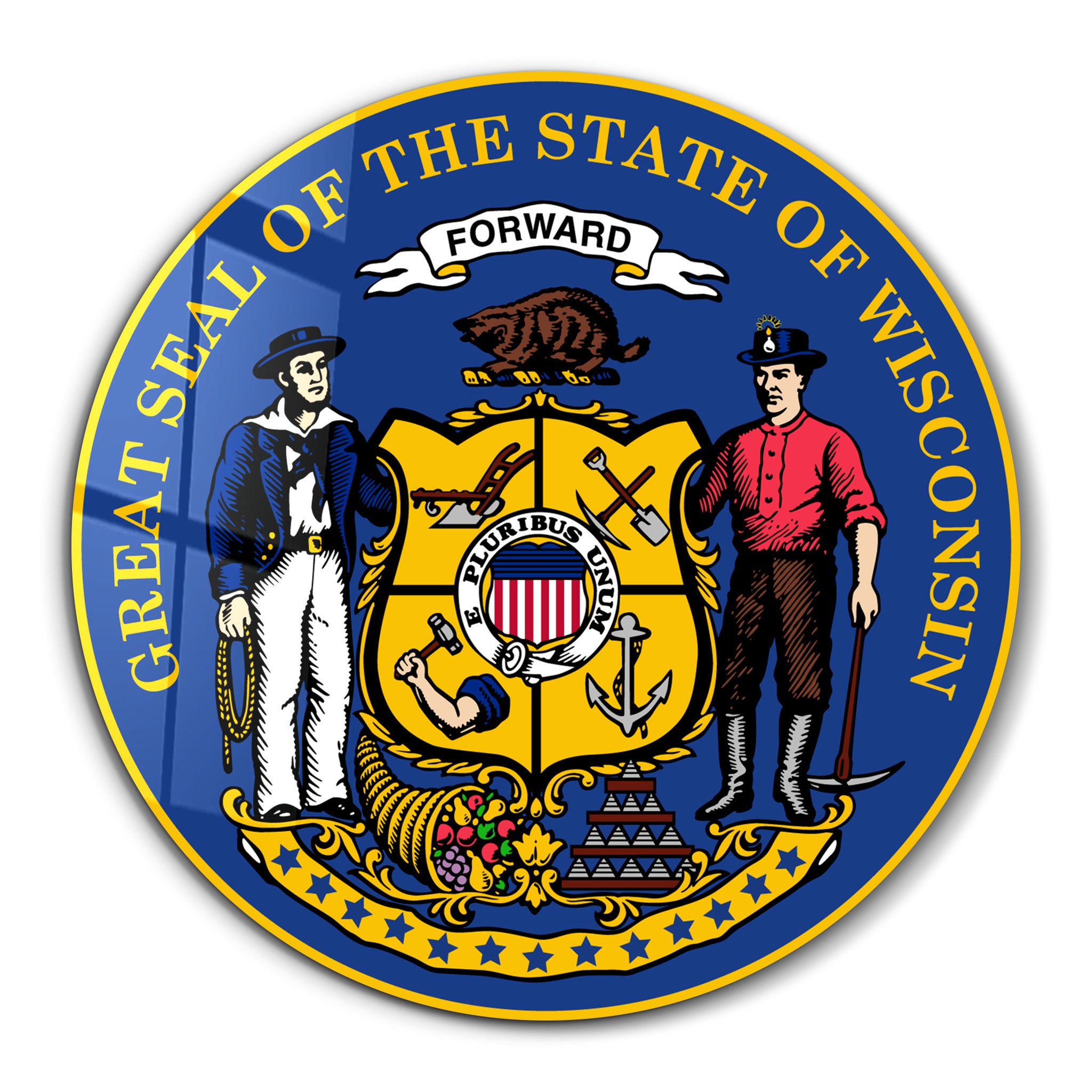 Wisconsin Seal – Round Glass Wall Art