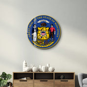 Wisconsin Seal – Round Glass Wall Art