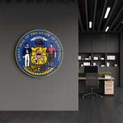 Wisconsin Seal – Round Glass Wall Art