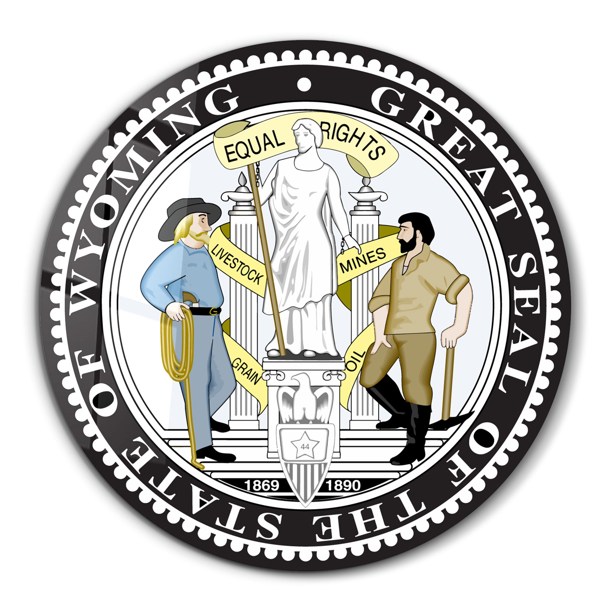 Wyoming Seal – Round Glass Wall Art