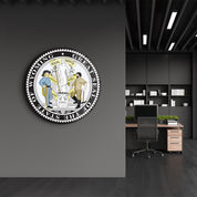 Wyoming Seal – Round Glass Wall Art