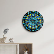 Neon Mandala Harmony 2 | Rounded Glass Wall Art