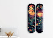 Vivid Seascape Skateboard | Glass Wall Art