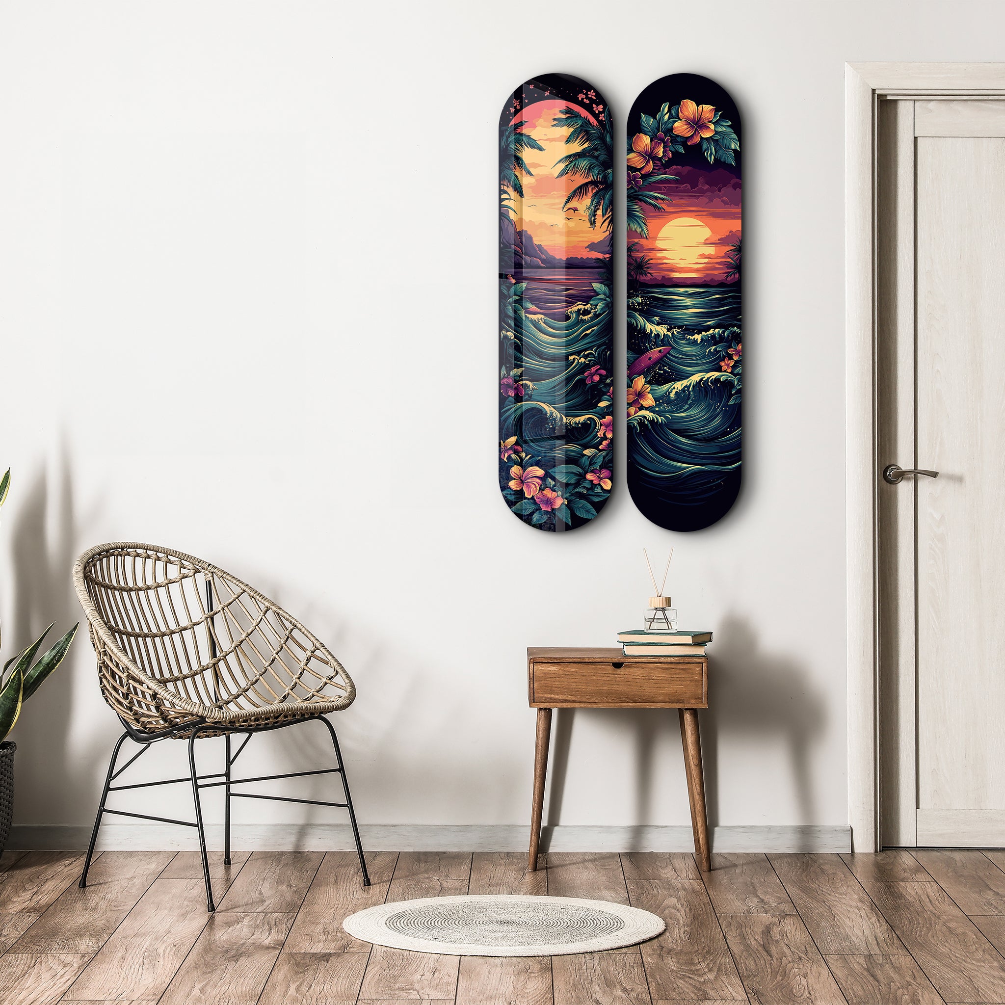 Vivid Seascape Skateboard | Glass Wall Art