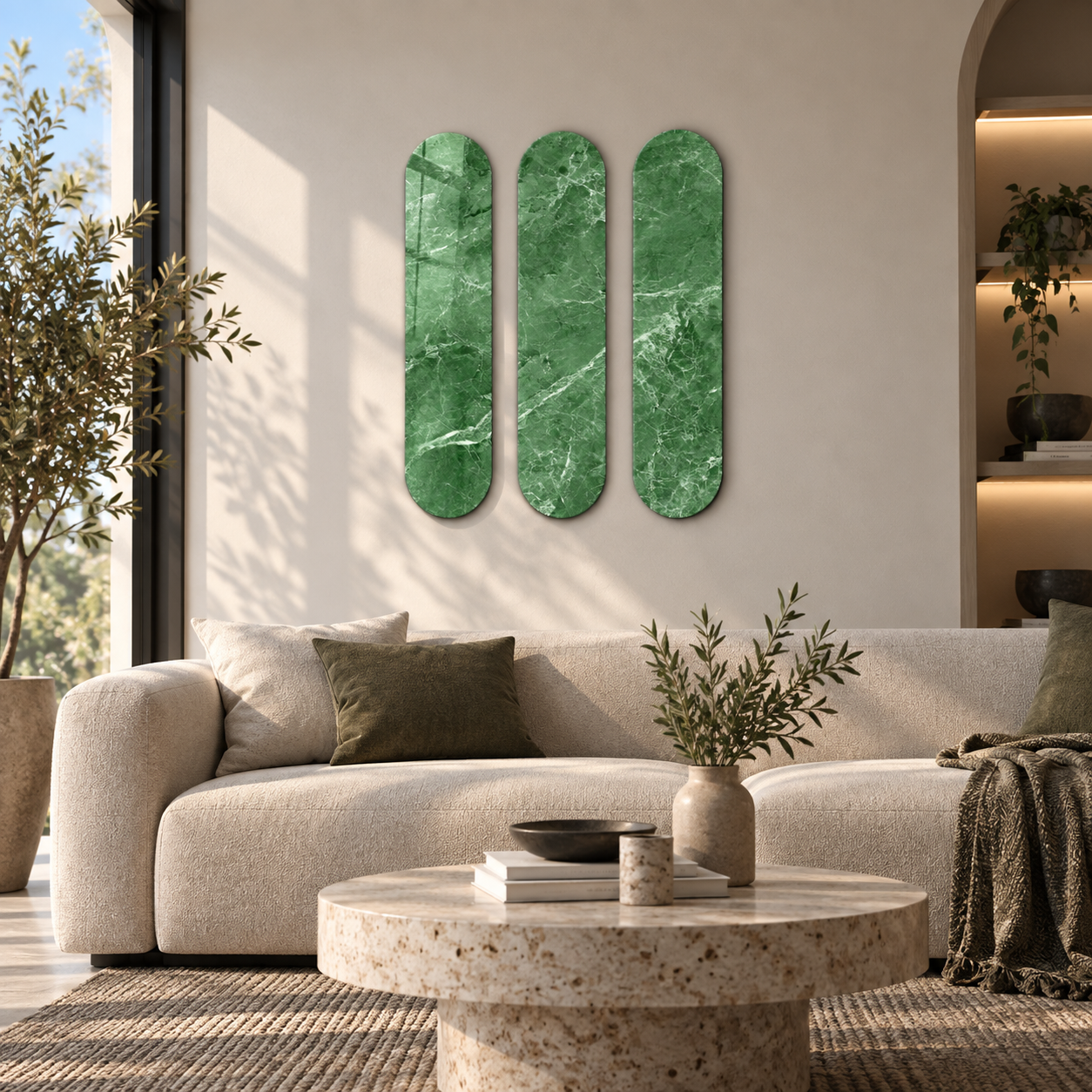 Verde Marble Trio | Glass Wall Art
