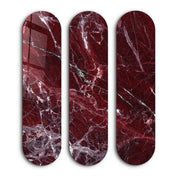 Crimson Marble Trio | Glass Wall Art