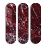 Crimson Marble Trio | Glass Wall Art