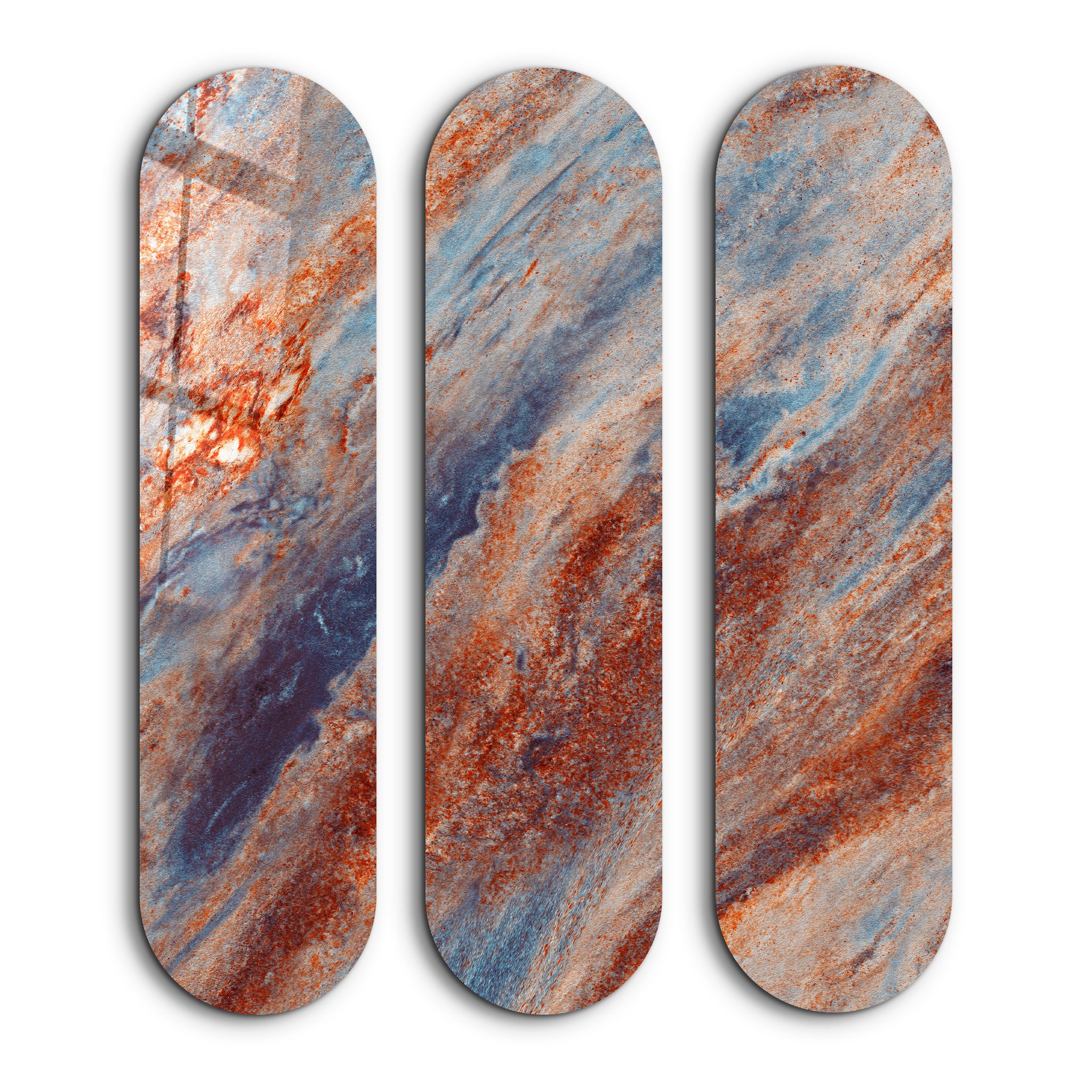 Azure Rust Trio | Glass Wall Art