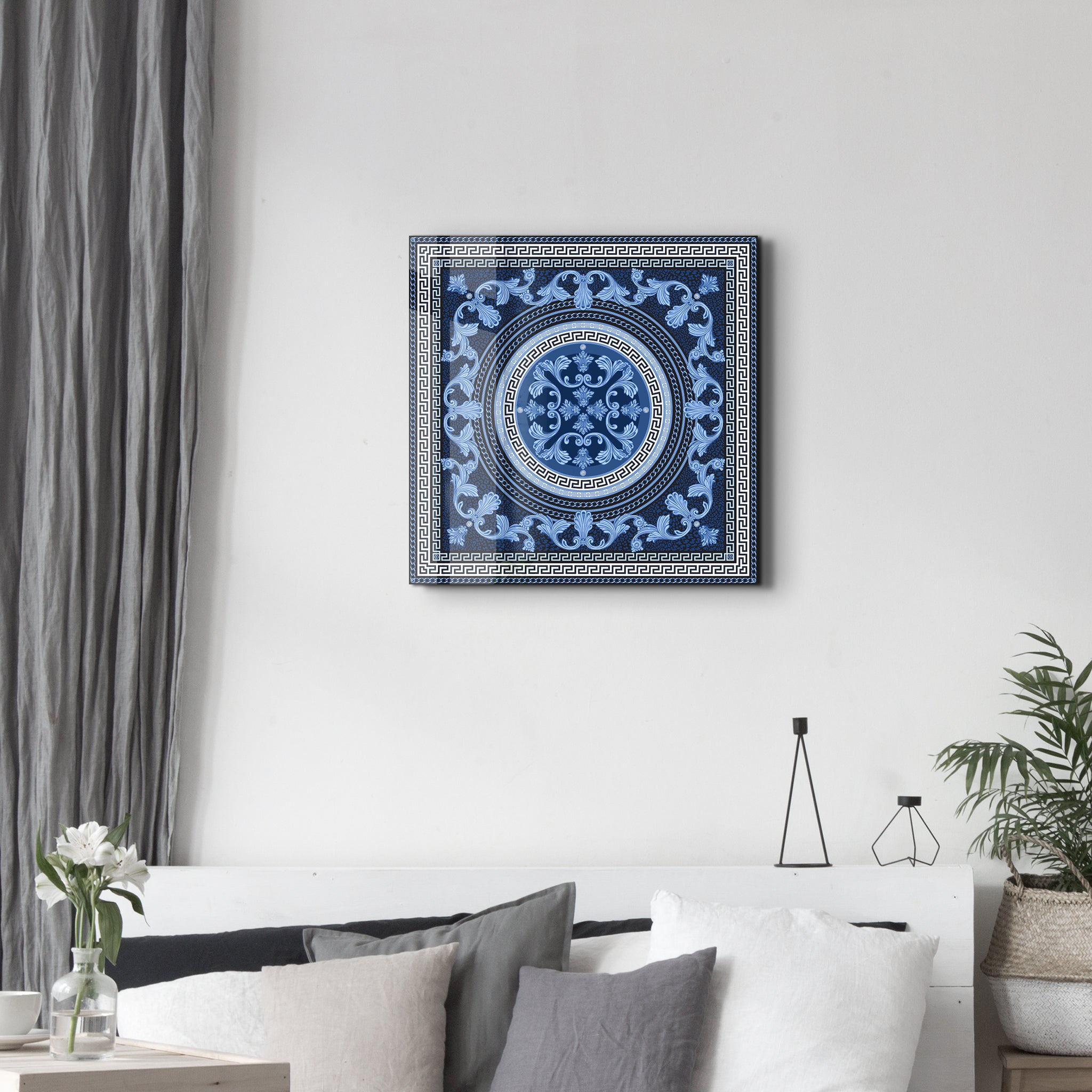 Blue Baroque | Glass Wall Art