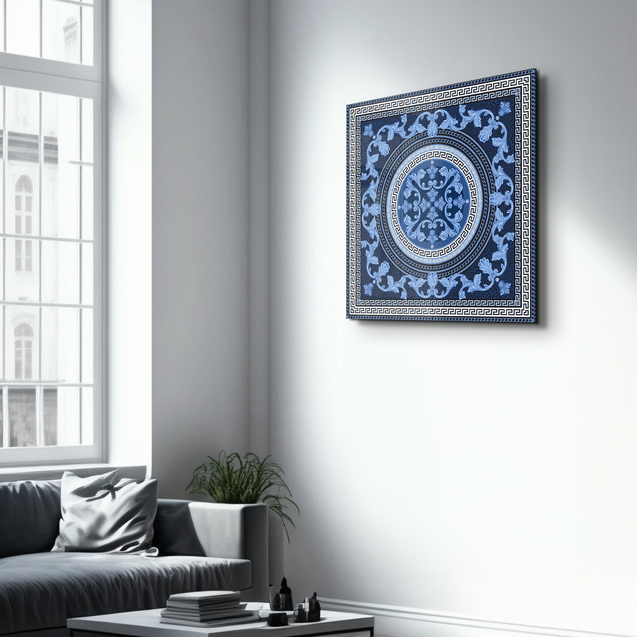 Blue Baroque | Glass Wall Art