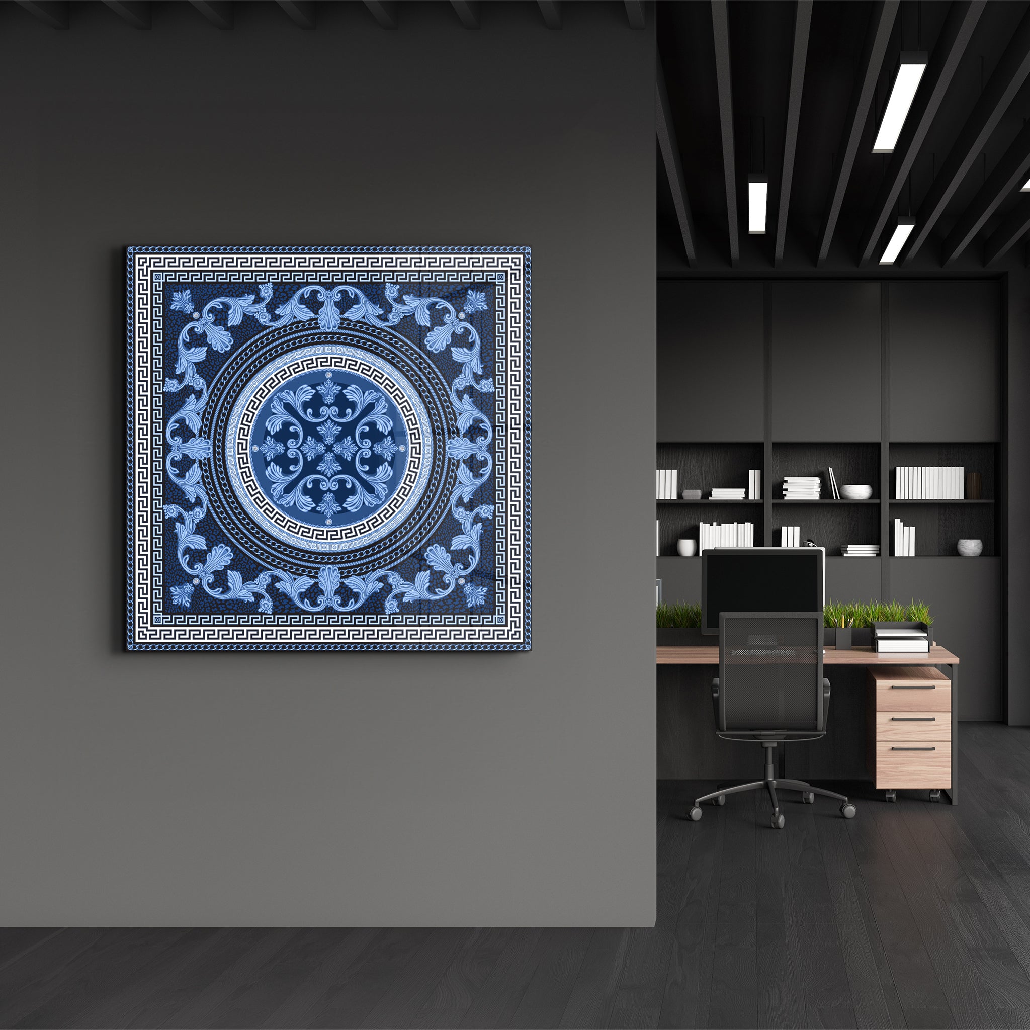 Blue Baroque | Glass Wall Art