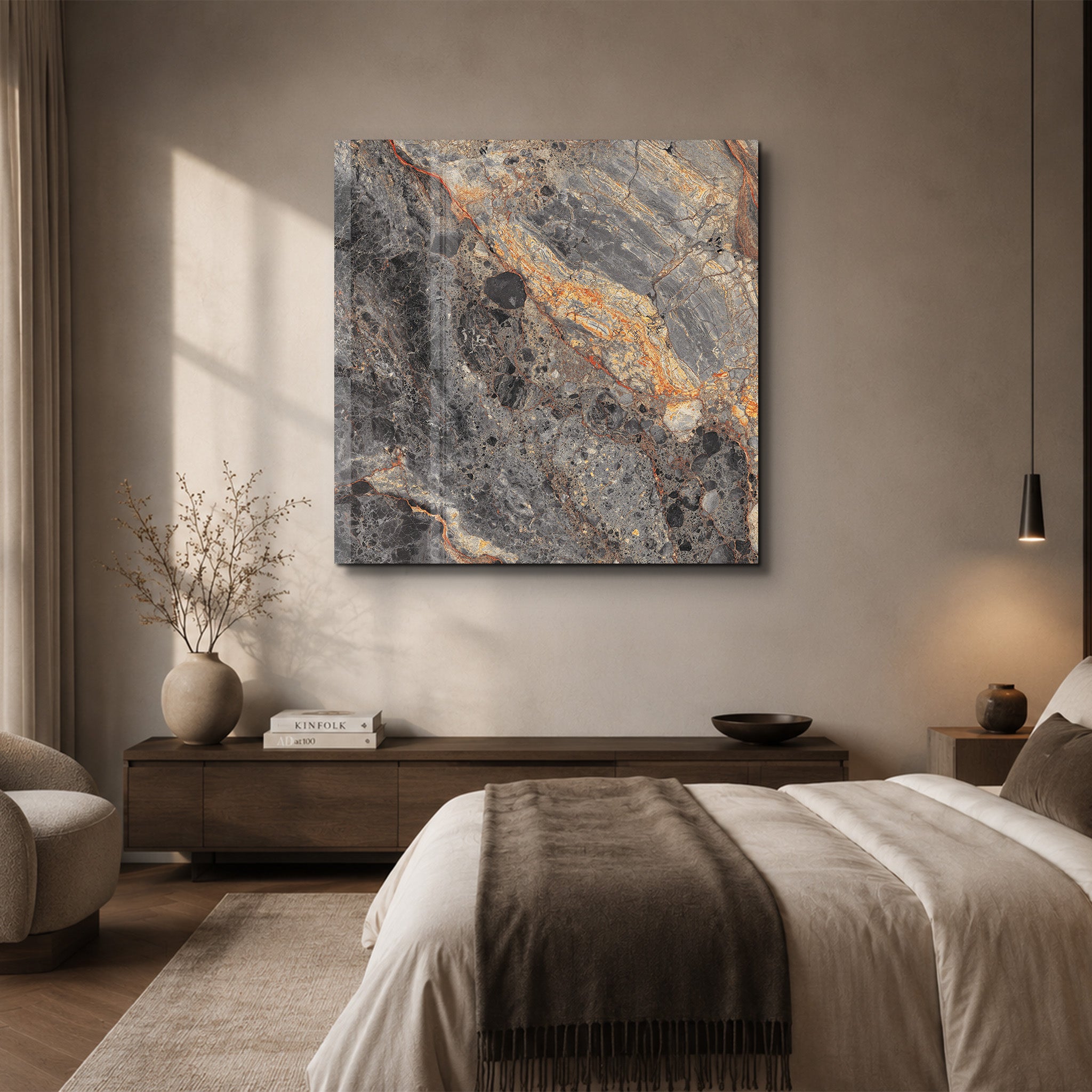 Obsidian Gold Square Art | Glass Wall Art