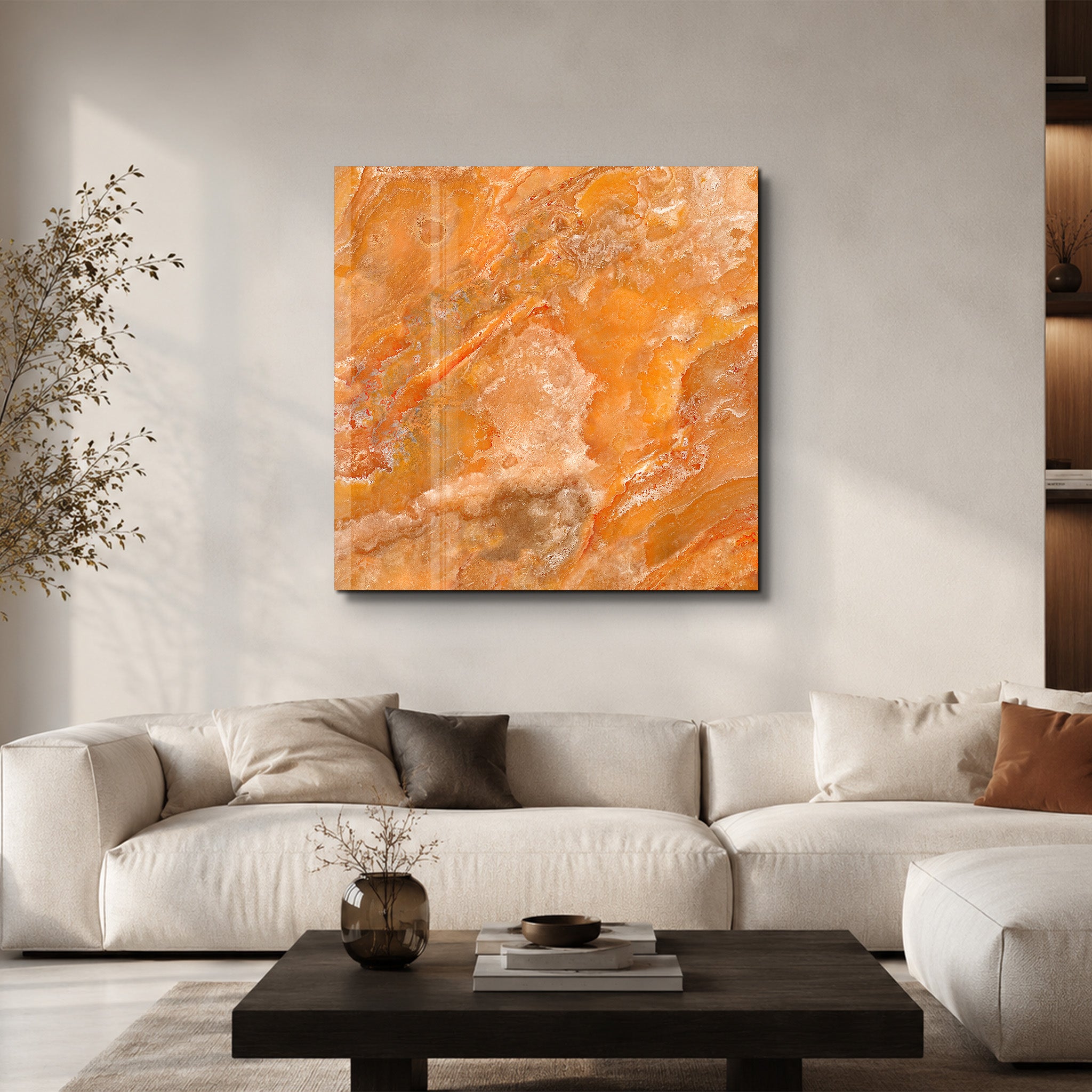 Amber Cloud Square Art | Glass Wall Art