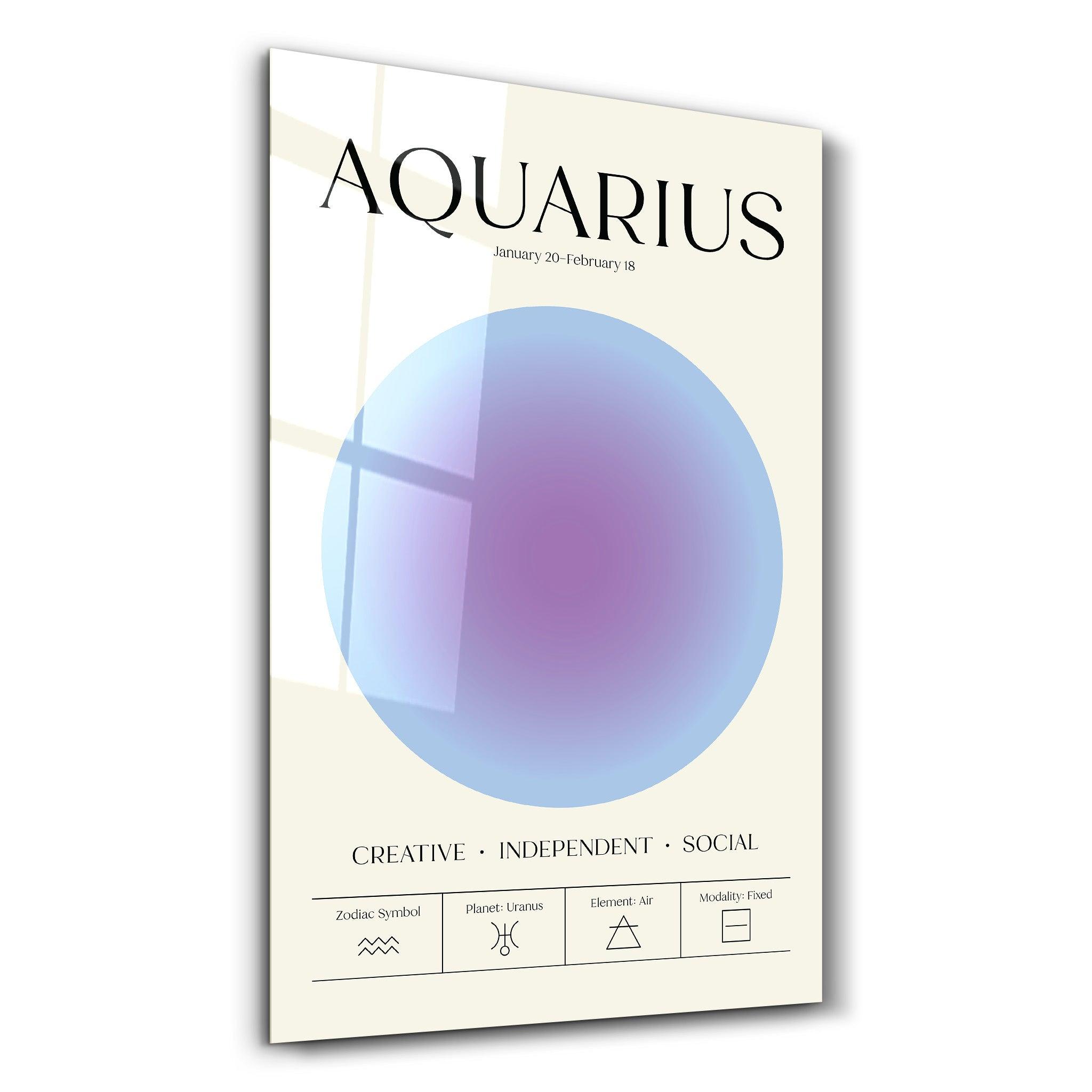 Aquarius - Aura Collection | Zodiac Glass Wall Art - ArtDesigna Glass Printing Wall Art