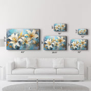 White Blooms | Glass Wall Art - Artdesigna