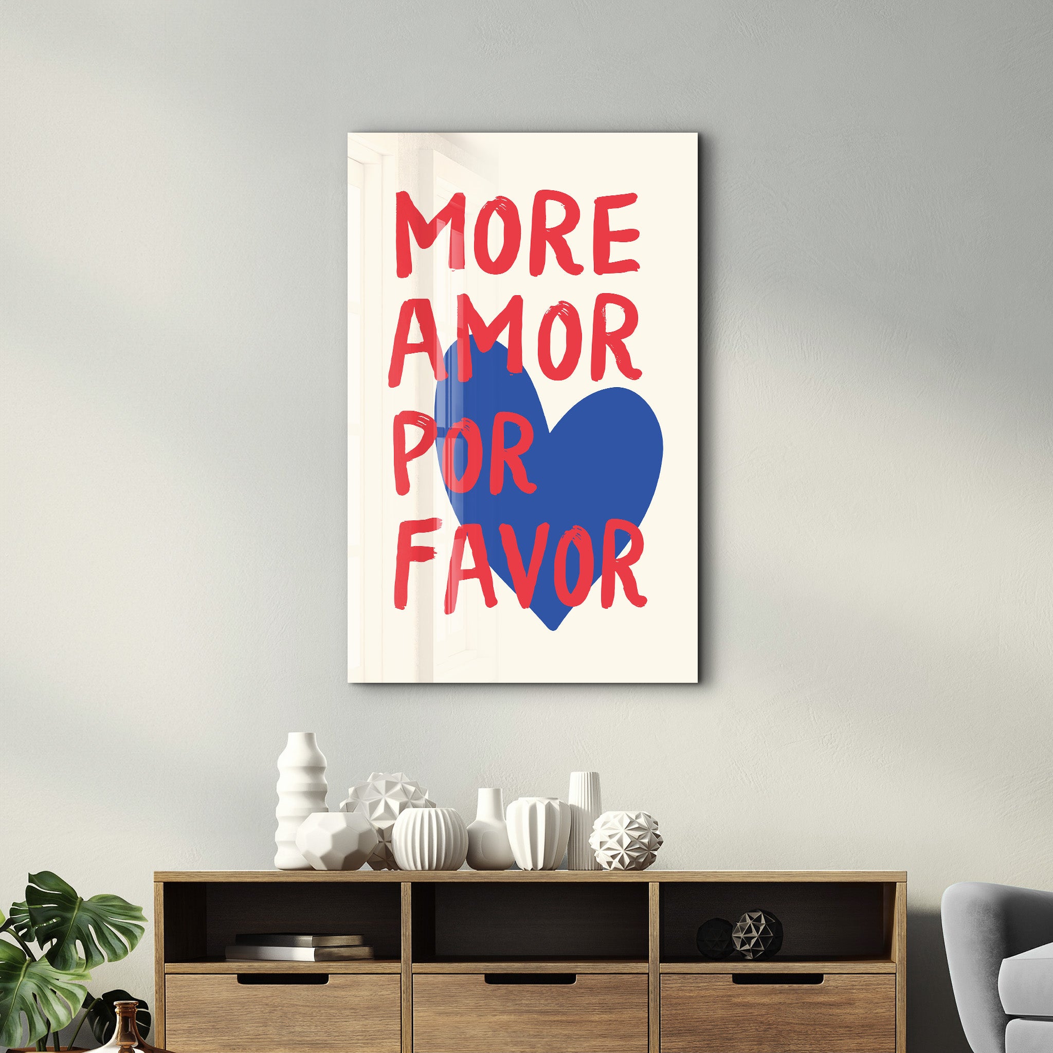 More Amor Por Favor | Glass Wall Art