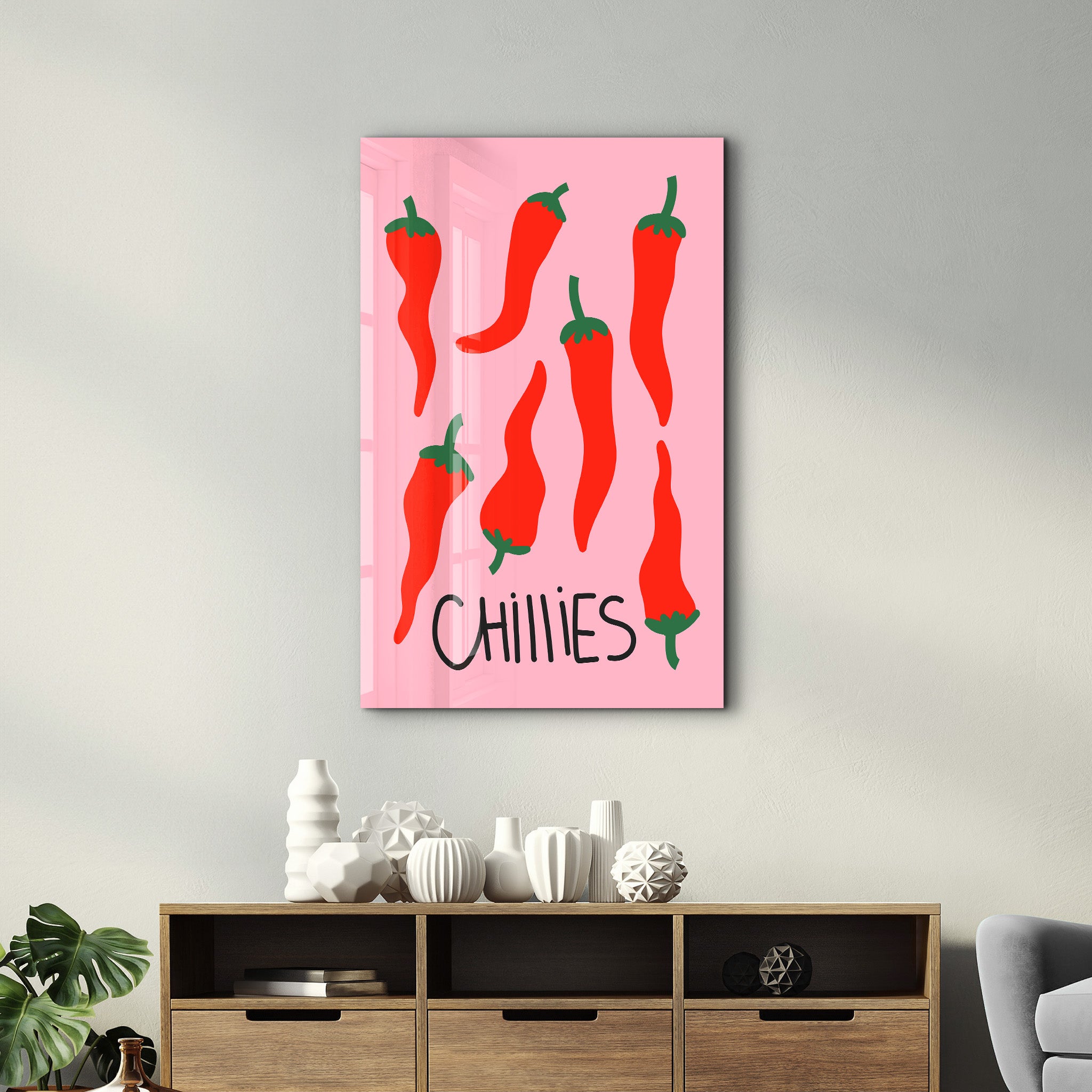 Chillies 🌶️ | Glass Wall Art - Artdesigna