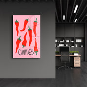 Chillies 🌶️ | Glass Wall Art - Artdesigna