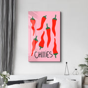 Chillies 🌶️ | Glass Wall Art - Artdesigna