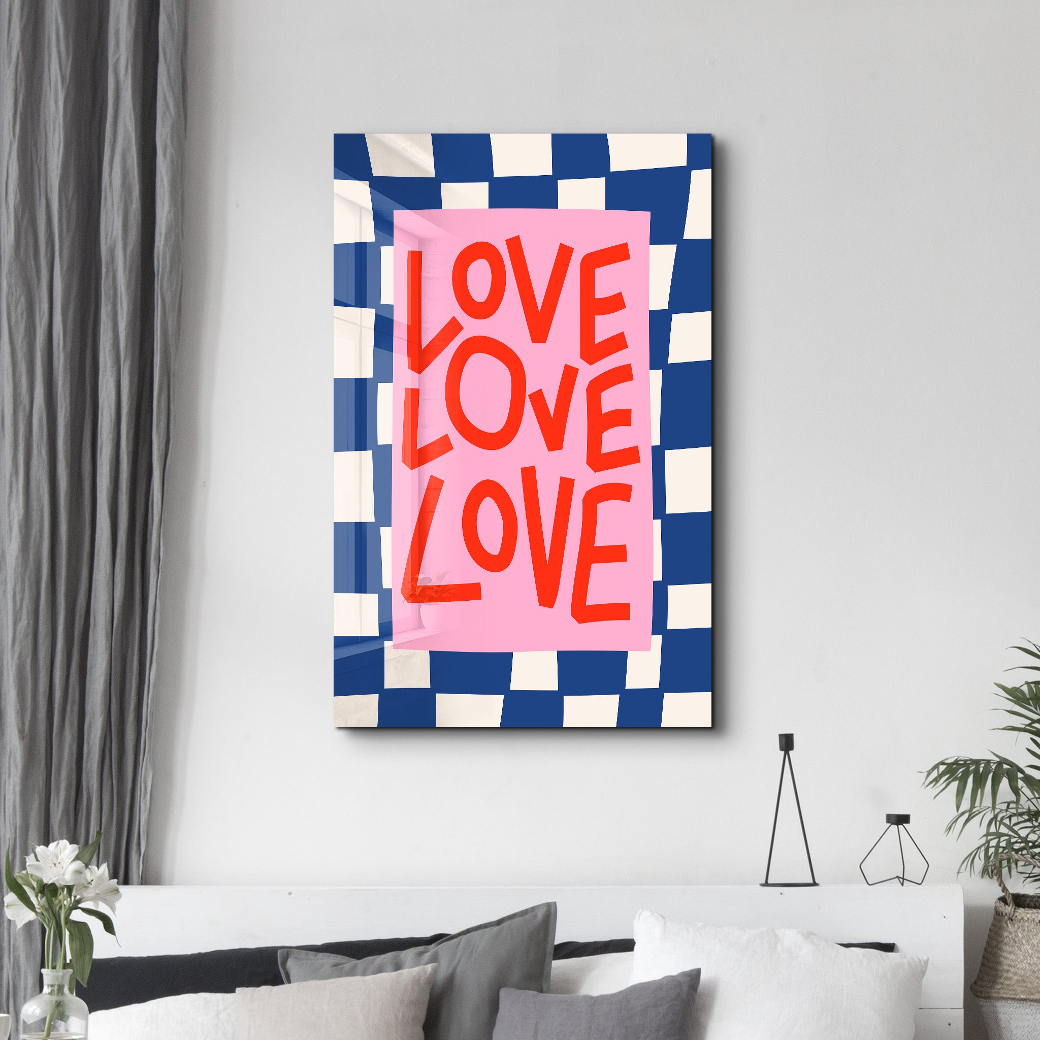 LOVE LOVE LOVE | Glass Wall Art - Artdesigna