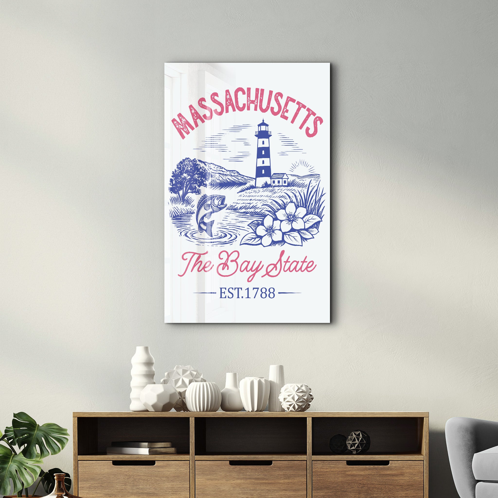 Massachusetts - The Bay State | Glass Wall Art