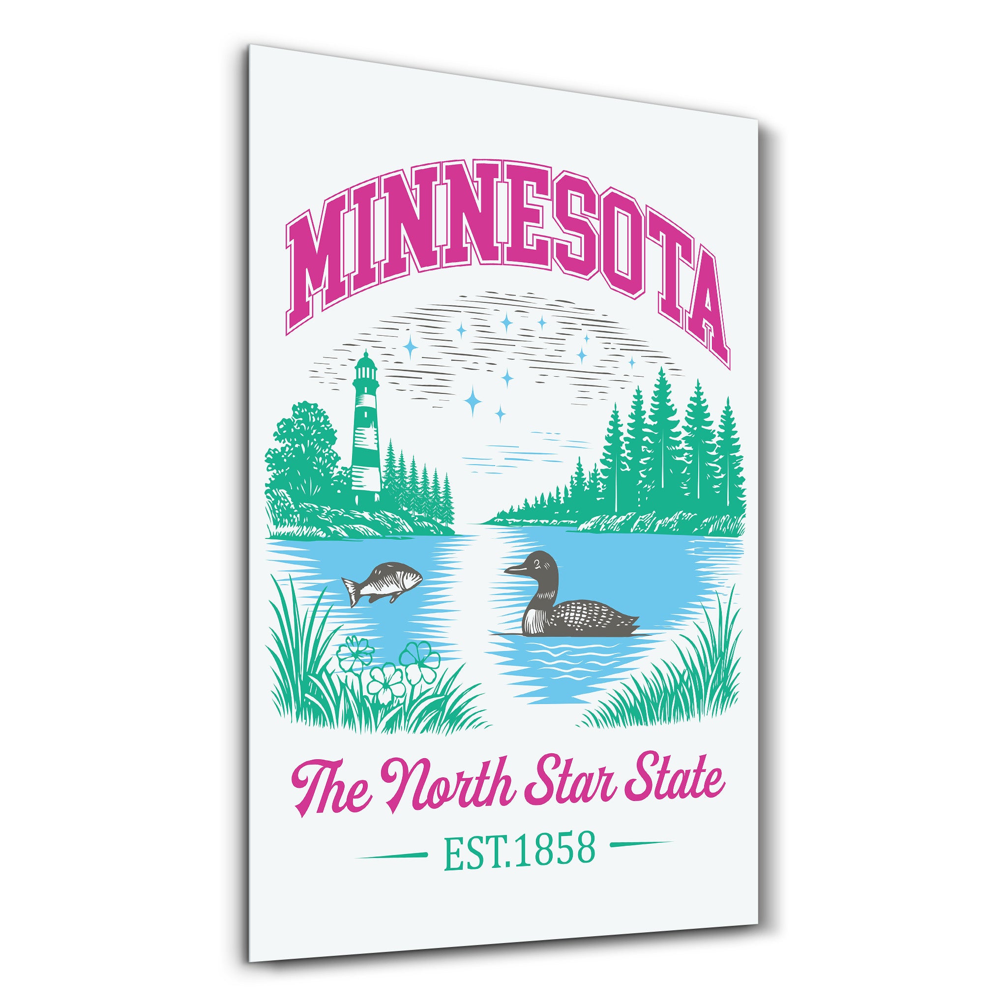 Minnesota - The North Star State | Glass Wall Art
